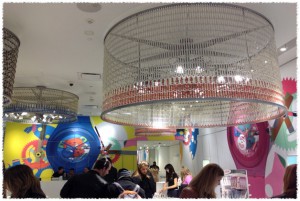 Busy colorful atrium, lsu interior design students visit manhattan
